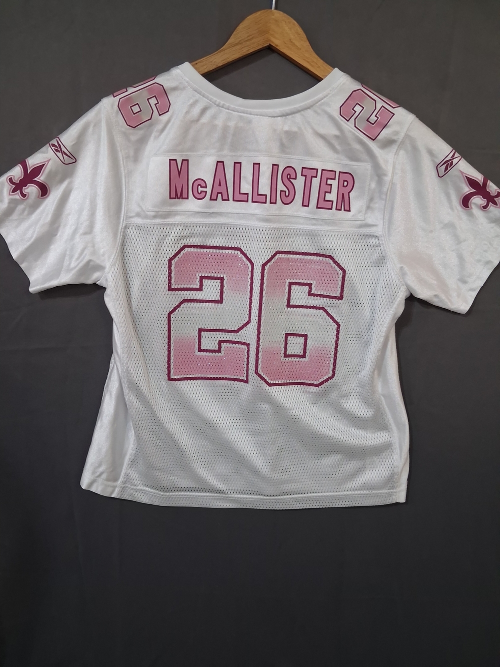 McAllister 26 White & Pink Women's Football Jersey Top